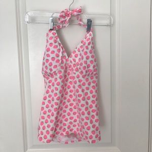 Strawberries tankini swim top EUC size 4 Octopus